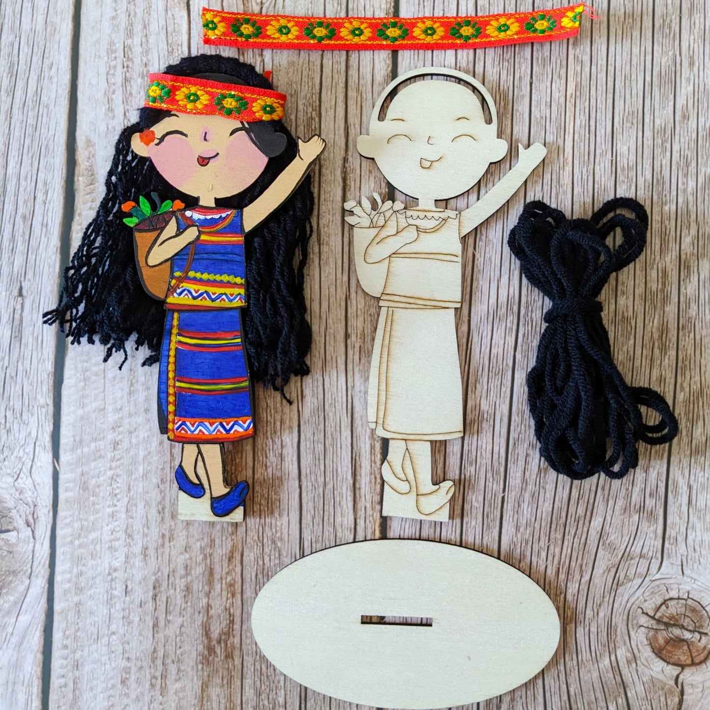 BỘ TRANG TRÍ BÚP BÊ TỪ GỖ | Ethnic Wooden Dolls Decoration Kit