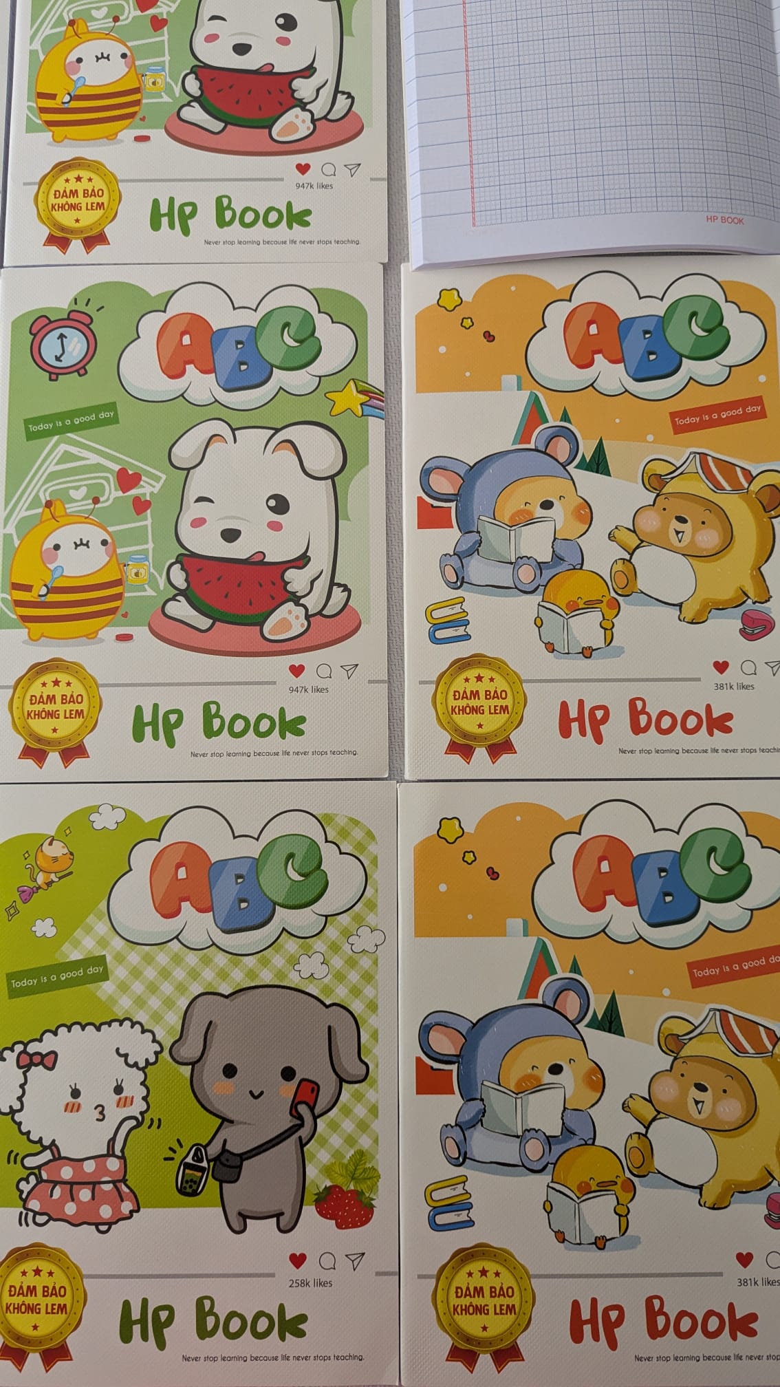 Notebooks – 5-Square-Grid, 96 Pages, Random Designs | Vở Học Sinh – 5 Ô Ly, 96 Trang, Mẫu Ngẫu Nhiên