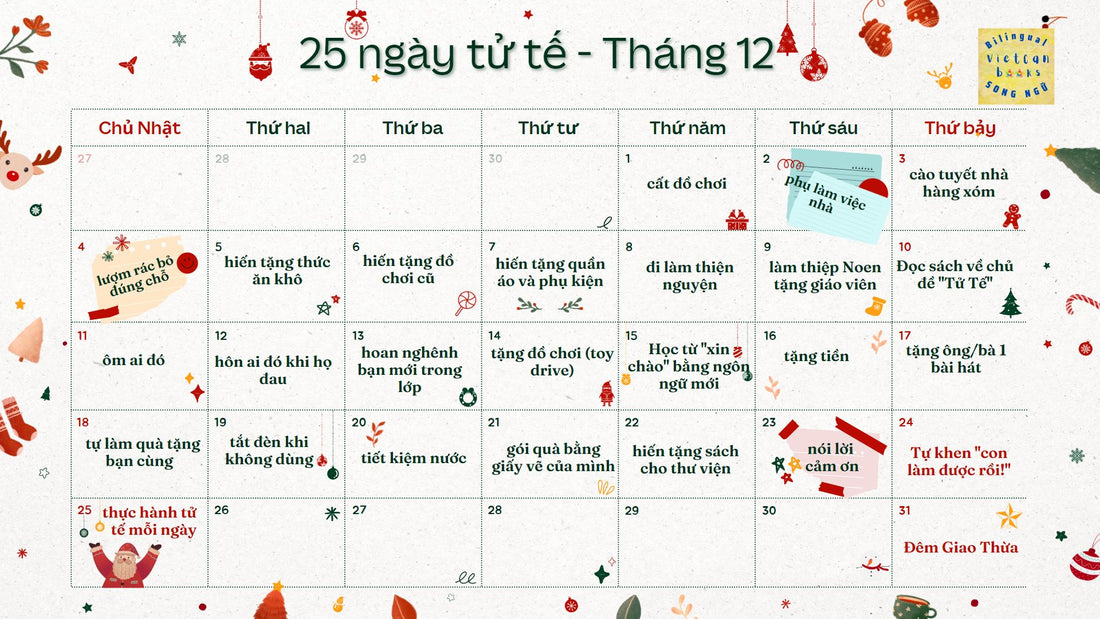 25 Days of Kindness (with free Vietnamese advent calendar)