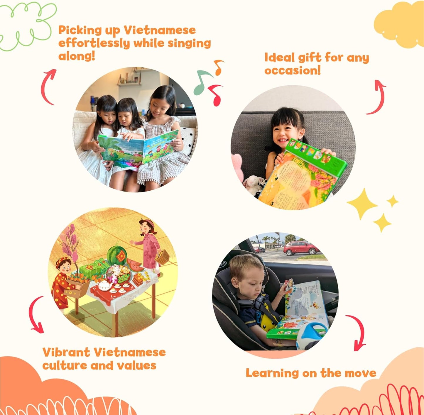 Bé Sings and Learns Vietnamese – Interactive Bilingual Music Book for Babies, Toddlers & Kids | Vietnamese-English Learning Toy | Northern & Southern Accents