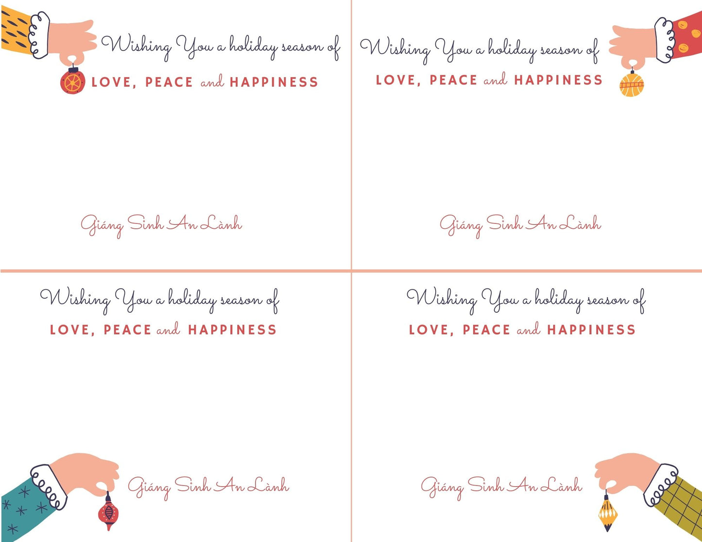 Bilingual Holiday Cards/Gift Tags printable