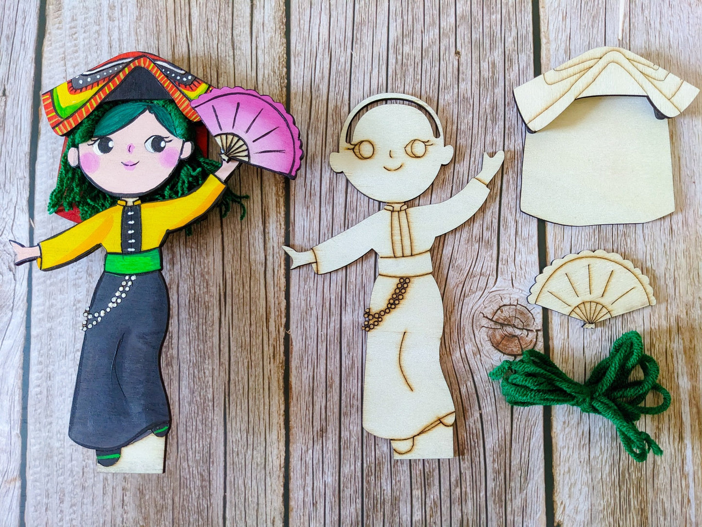 BỘ TRANG TRÍ BÚP BÊ TỪ GỖ | Ethnic Wooden Dolls Collection