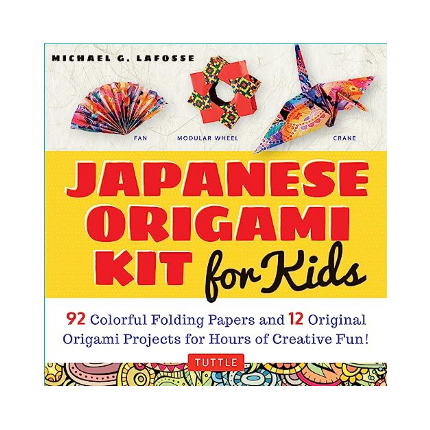 Japanese Origami Kit for Kids 92 Colorful Folding Papers [Origami Book with 12 projects]