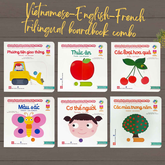 6-book combo: Trilingual interactive books | Sách chuyển động thông minh đa ngữ Việt - Anh - Pháp