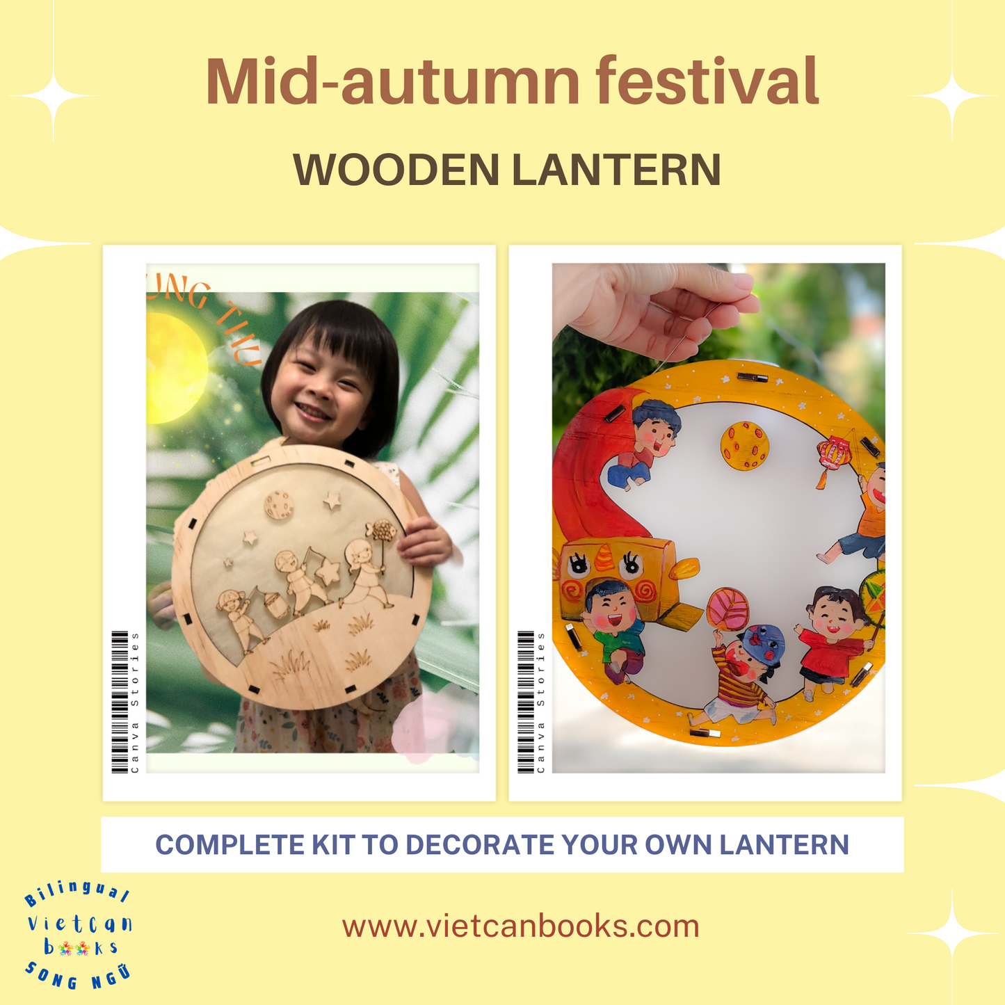 Mid-autumn Festival Wooden Lantern Kit | Lồng Đèn Trung Thu bằng Gỗ