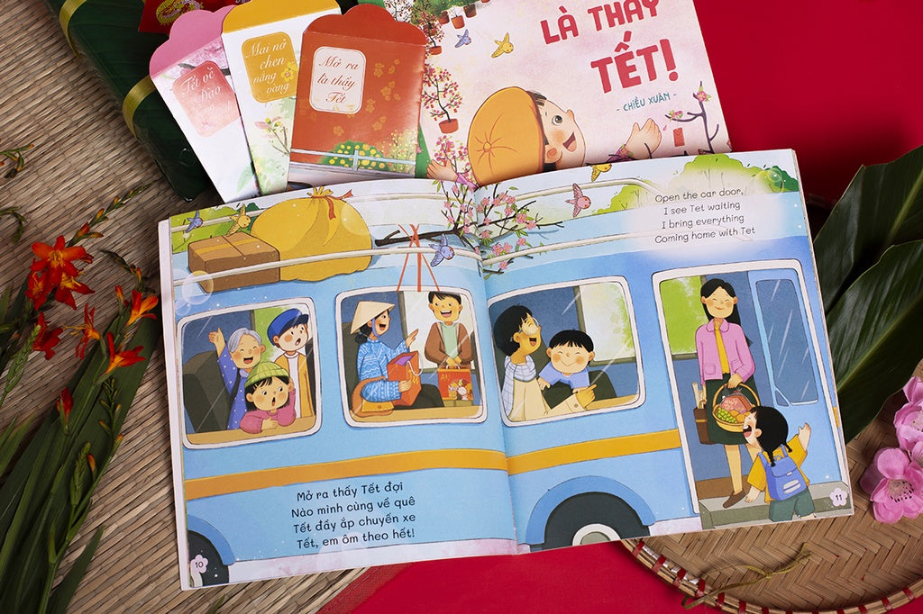 Set Mở ra là thấy Tết (Tết hồng đào miền Bắc) | Bilingual set: Open to See Tết (North Vietnam)