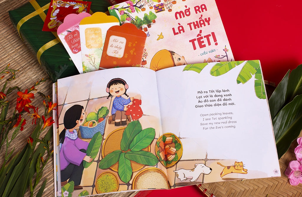 Set Mở ra là thấy Tết (Tết hồng đào miền Bắc) | Bilingual set: Open to See Tết (North Vietnam)