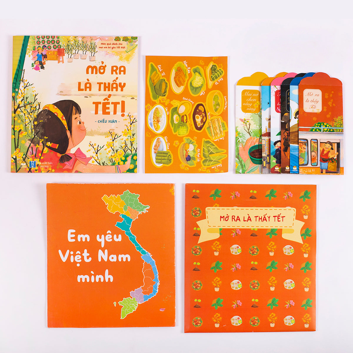Bilingual Boxset: Bộ sách Mở Ra là Thấy Tết + Bầu Cua Tôm Cá game - child-friendly version with 3 paper dice