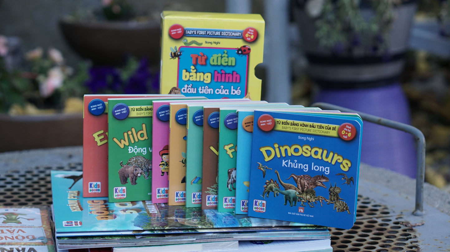 Bilingual First Picture Dictionary Boxset - 9 books | Hộp Từ Điển Bằng Hình Đầu Tiên Của Bé Song Ngữ Anh- Việt